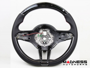 Alfa Romeo Giulia Steering Wheel - Carbon Fiber - w/ LED Functions - Perforated Leather - Non QV Models